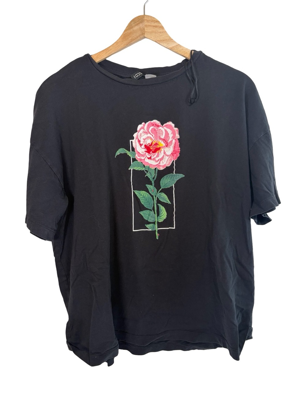 Shawn Mendes 2019 tour H&M  Black Tee with Pink Rose Graphic